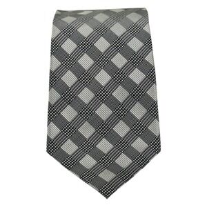 Zinc Silk Tie Black Gray Plaid Check Men's Necktie Classic Business Formal